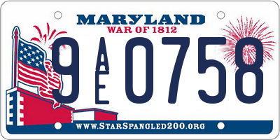 MD license plate 9AE0758
