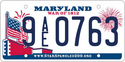 MD license plate 9AE0763