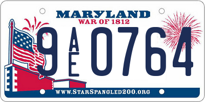 MD license plate 9AE0764