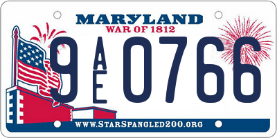 MD license plate 9AE0766