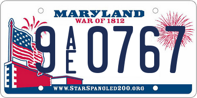 MD license plate 9AE0767