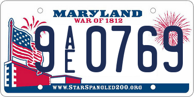 MD license plate 9AE0769