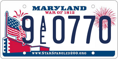 MD license plate 9AE0770