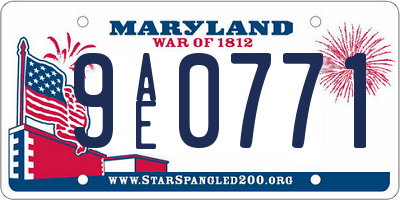MD license plate 9AE0771