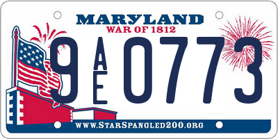 MD license plate 9AE0773