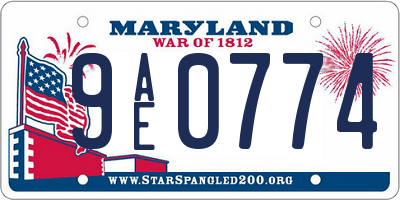 MD license plate 9AE0774