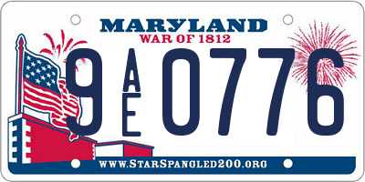 MD license plate 9AE0776