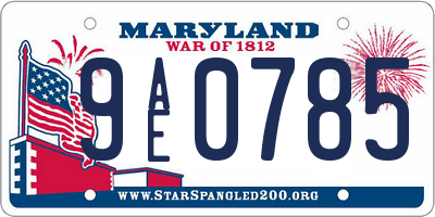 MD license plate 9AE0785