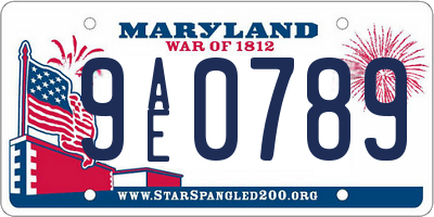 MD license plate 9AE0789