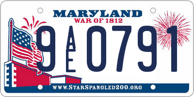 MD license plate 9AE0791