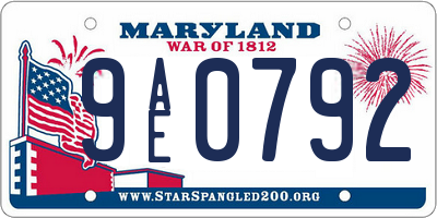 MD license plate 9AE0792