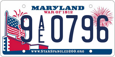 MD license plate 9AE0796