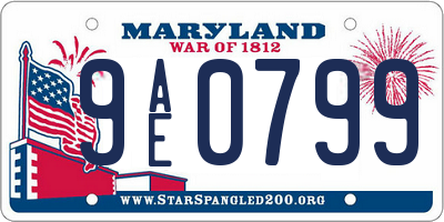 MD license plate 9AE0799