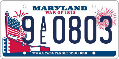 MD license plate 9AE0803