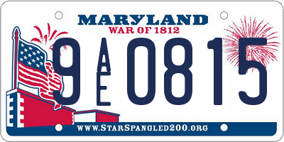 MD license plate 9AE0815