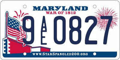MD license plate 9AE0827