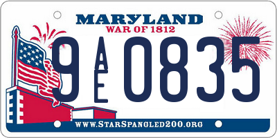 MD license plate 9AE0835