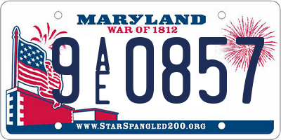 MD license plate 9AE0857