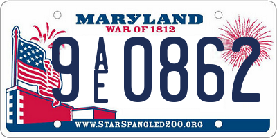 MD license plate 9AE0862