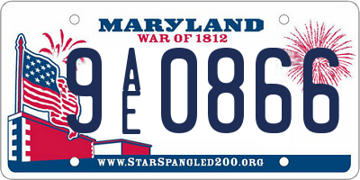 MD license plate 9AE0866