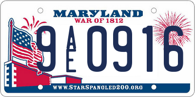 MD license plate 9AE0916
