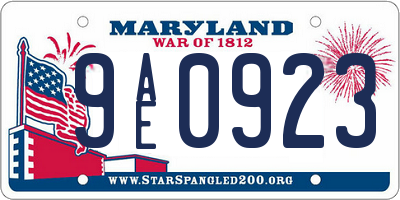 MD license plate 9AE0923