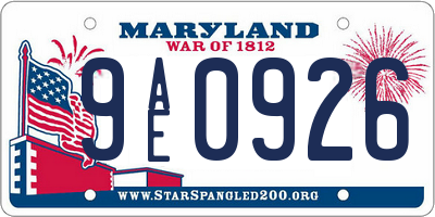 MD license plate 9AE0926