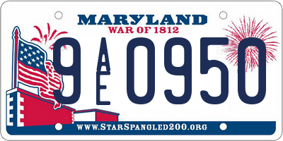 MD license plate 9AE0950