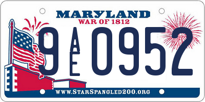 MD license plate 9AE0952