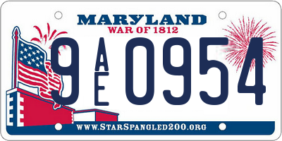 MD license plate 9AE0954