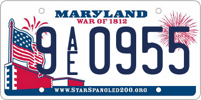 MD license plate 9AE0955