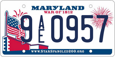 MD license plate 9AE0957