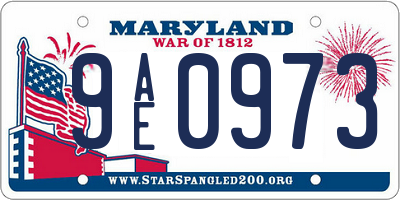 MD license plate 9AE0973