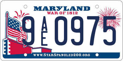 MD license plate 9AE0975