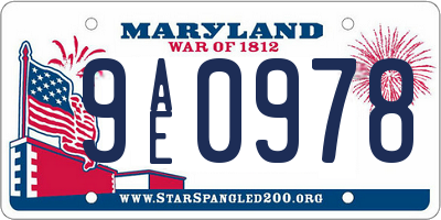 MD license plate 9AE0978