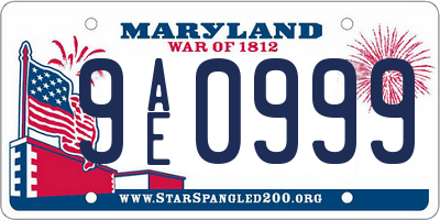 MD license plate 9AE0999