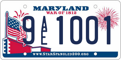 MD license plate 9AE1001