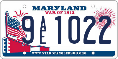 MD license plate 9AE1022