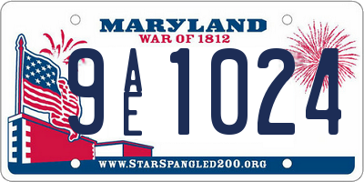 MD license plate 9AE1024