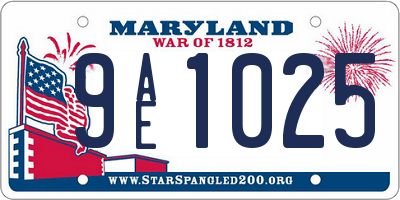 MD license plate 9AE1025