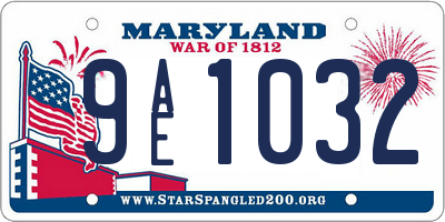 MD license plate 9AE1032