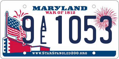MD license plate 9AE1053