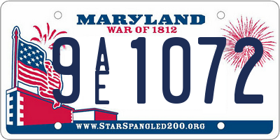 MD license plate 9AE1072