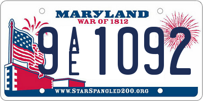 MD license plate 9AE1092