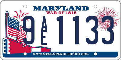 MD license plate 9AE1133