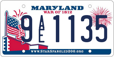 MD license plate 9AE1135