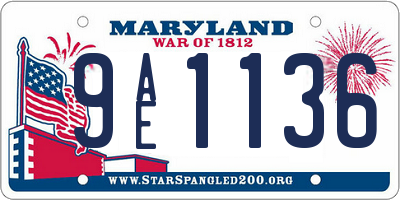 MD license plate 9AE1136