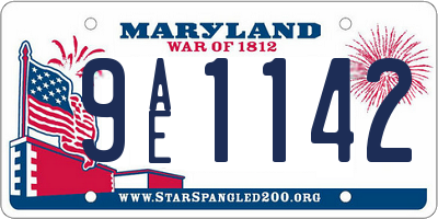 MD license plate 9AE1142