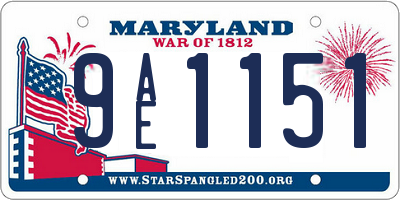MD license plate 9AE1151