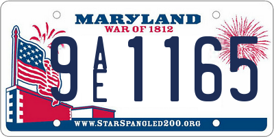 MD license plate 9AE1165